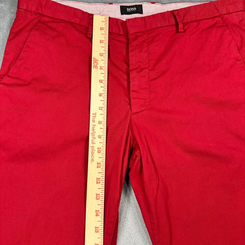 Hugo Boss Mens Red Stretch Cotton Chino Trousers Pants Size 34R